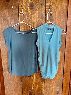 A Pea in the Pod and Gap teal color maternity tops.Size small.